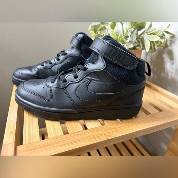 Black Nike Court Borough Mid 2 Little Kid Size 3 - Picture 4 of 8